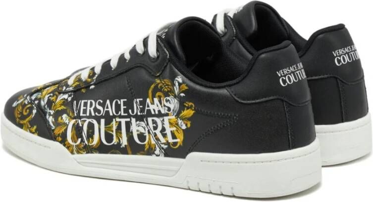 Versace Jeans Couture Zwarte leren logo sneakers Black Heren