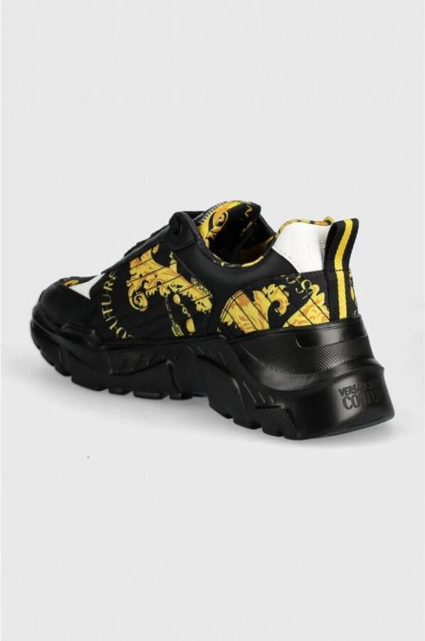 Versace Jeans Couture Zwarte Leren Print Sneakers Multicolor Heren