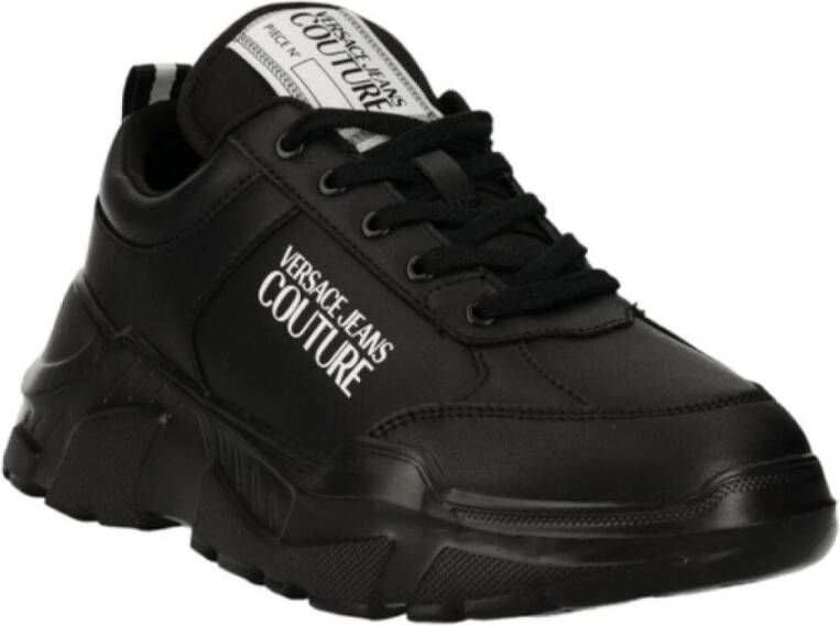 Versace Jeans Couture Zwarte leren sneakers Black Heren