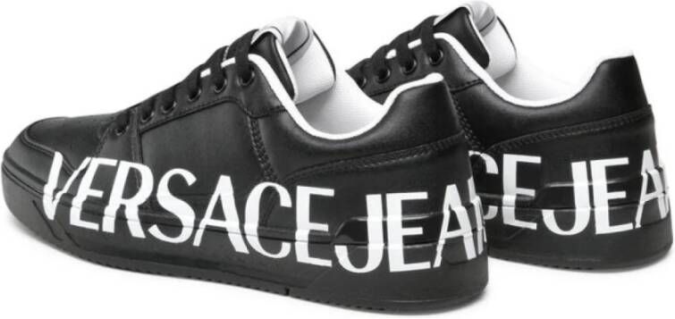 Versace Jeans Couture Zwarte Leren Sneakers Black Heren