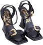 Versace Jeans Couture Zwarte sandalen met vierkante neus en gouden gespen Black Dames - Thumbnail 4