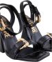 Versace Jeans Couture Zwarte sandalen met vierkante neus en gouden gespen Black Dames - Thumbnail 5