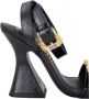 Versace Jeans Couture Zwarte sandalen met vierkante neus en gouden gespen Black Dames - Thumbnail 7