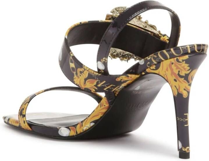 Versace Jeans Couture Zwarte sandalen voor vrouwen Aw24 Multicolor Dames