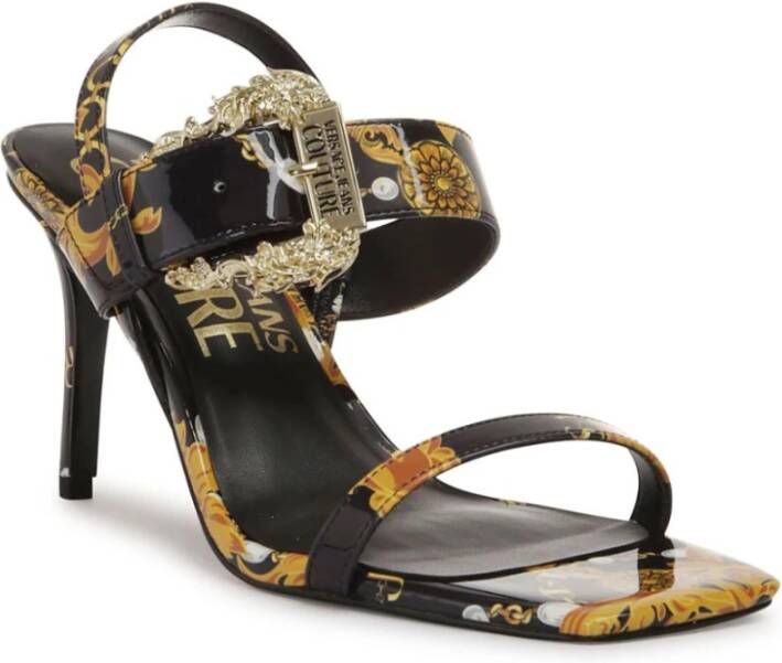 Versace Jeans Couture Zwarte sandalen voor vrouwen Aw24 Multicolor Dames