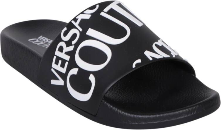 Versace Jeans Couture Zwarte Shelly Slides met Logo Print Black Dames