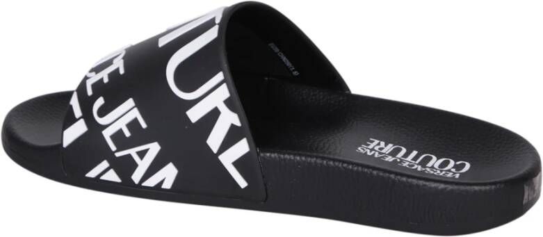 Versace Jeans Couture Zwarte Shelly Slides met Logo Print Black Dames