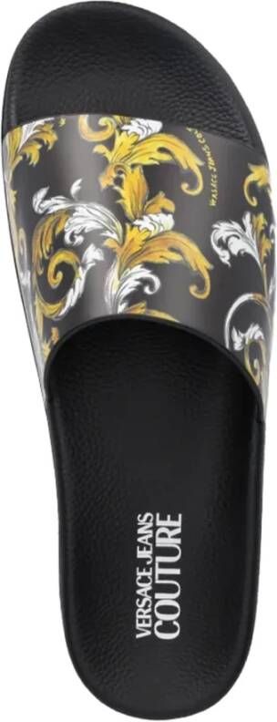 Versace Jeans Couture Zwarte Slide Sandalen Fondo Stijl