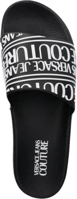Versace Jeans Couture Zwarte Slide Sandalen met Reliëflogo