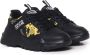 Versace Jeans Couture Barok Detail Zwart Leren Platte Schoenen Black Heren - Thumbnail 10