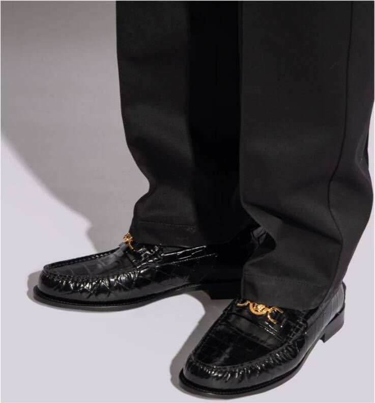 Versace Leren loafers Black Heren