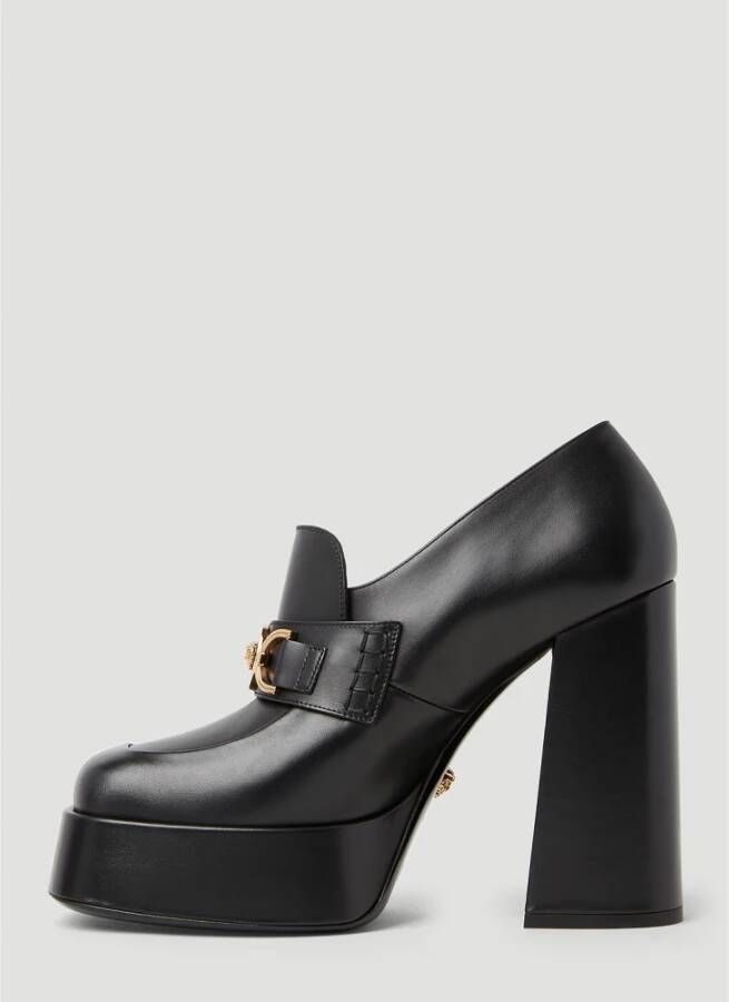 Versace Leren platformhakken loafers Zwart Dames