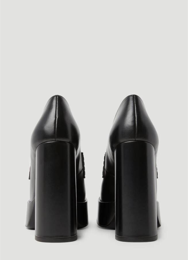 Versace Leren platformhakken loafers Zwart Dames