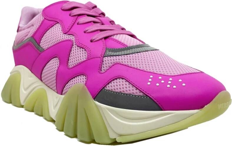Versace Logo Sneakers Leer Mesh Rubberen Zool Multicolor Dames
