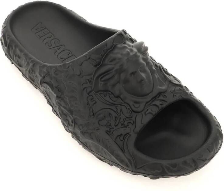 Versace Geëmbosseerde Medusa Dimension Slides Black Heren