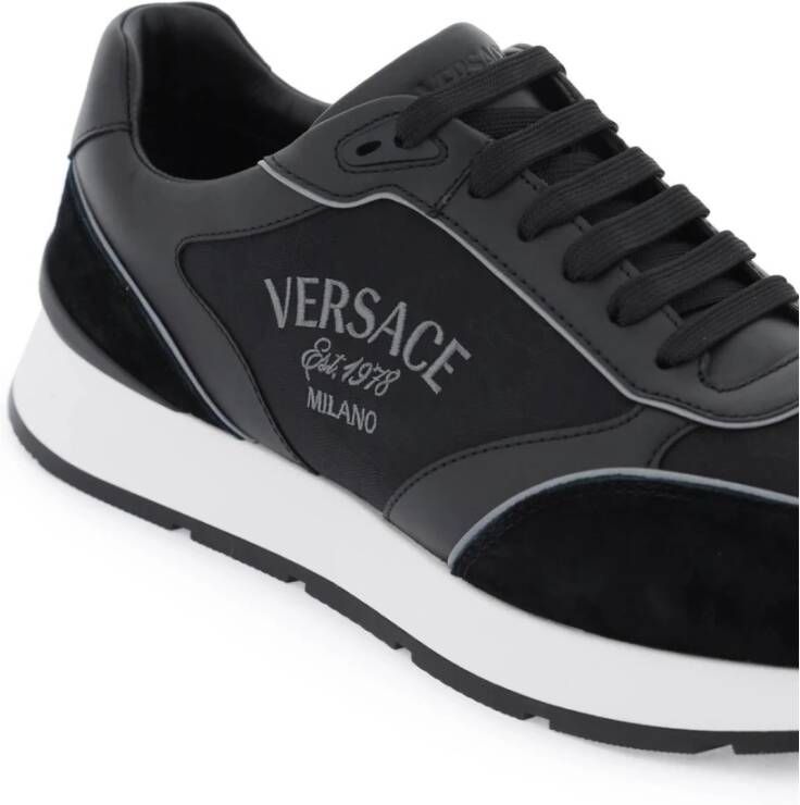 Versace Milano Sneakers met Barocco Patroon Black Heren