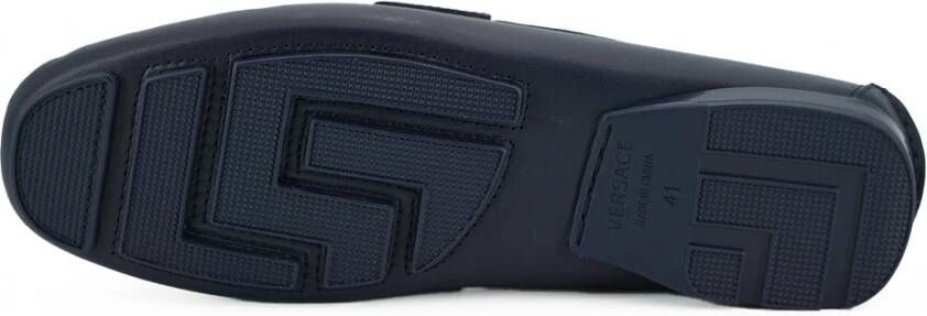 Versace Navy Blauw Kalfsleer Loafers Blue Heren