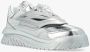Versace Zilveren Leren Sneakers met Logo Patch Gray Heren - Thumbnail 4