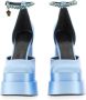 Versace Blauwe Satijnen Sandalen met Strass Band en Vierkante Neus Blue Dames - Thumbnail 9
