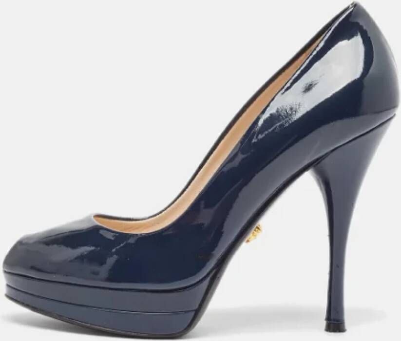 Versace Pre-owned Leather heels Blue Dames