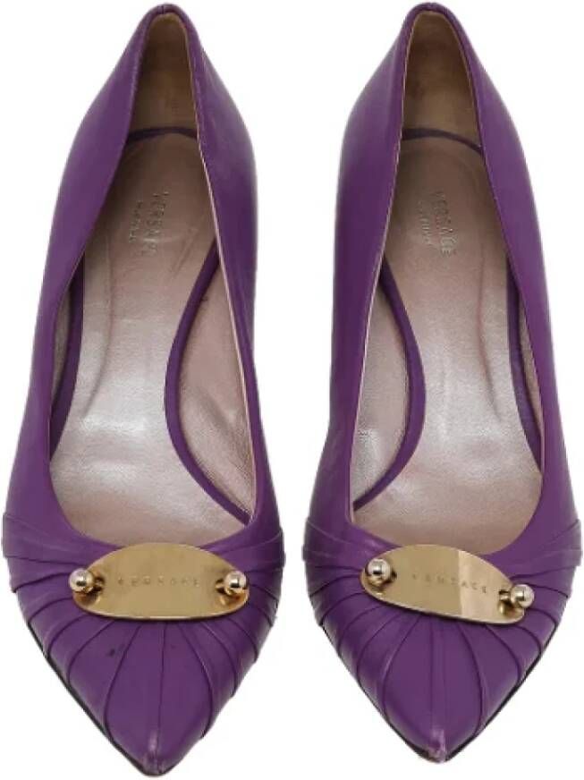 Versace Pre-owned Leather heels Purple Dames