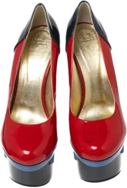 Versace Pre-owned Leather heels Red Dames