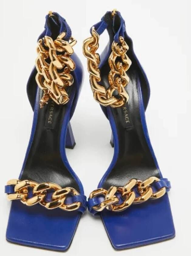Versace Pre-owned Leather sandals Blue Dames