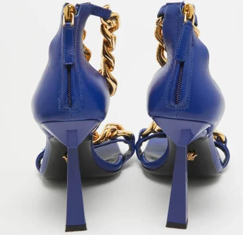 Versace Pre-owned Leather sandals Blue Dames