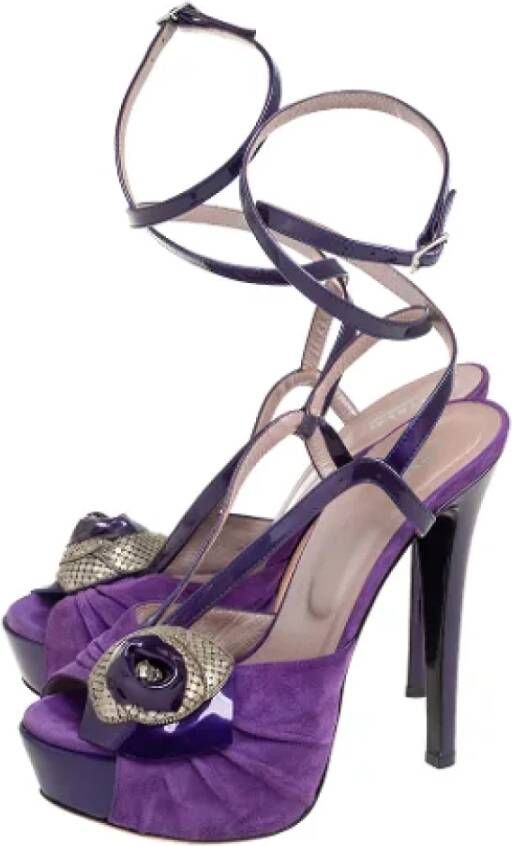 Versace Pre-owned Leather sandals Purple Dames