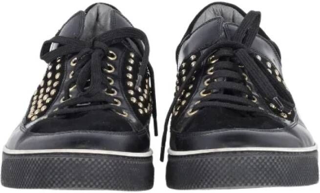 Versace Pre-owned Leather sneakers Black Heren