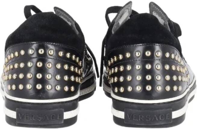 Versace Pre-owned Leather sneakers Black Heren