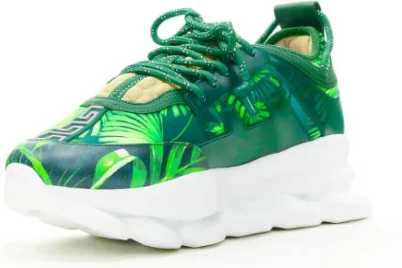 Versace Pre-owned Leather sneakers Green Dames