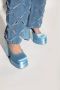 Versace Blauwe Satijnen Sandalen met Strass Band en Vierkante Neus Blue Dames - Thumbnail 10