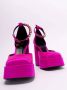 Versace Fuchsia Hak Platform Sandalen met Medusa Charme Pink Dames - Thumbnail 15