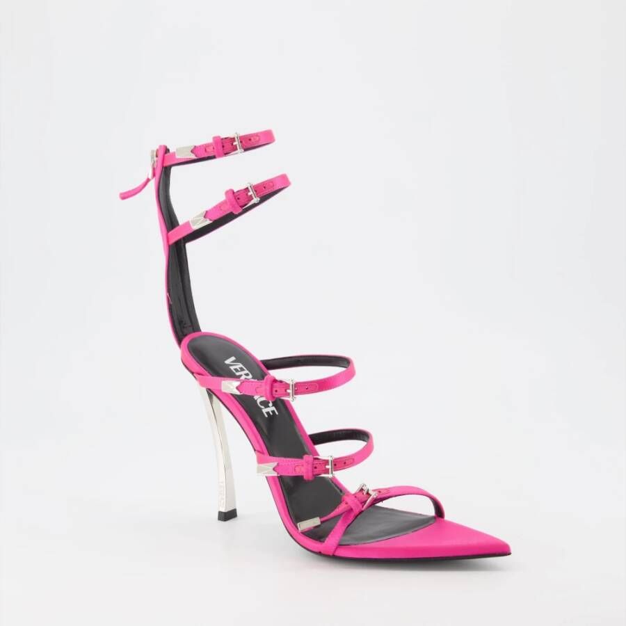 Versace Pumps van leer met enkelbandjes Pink Dames