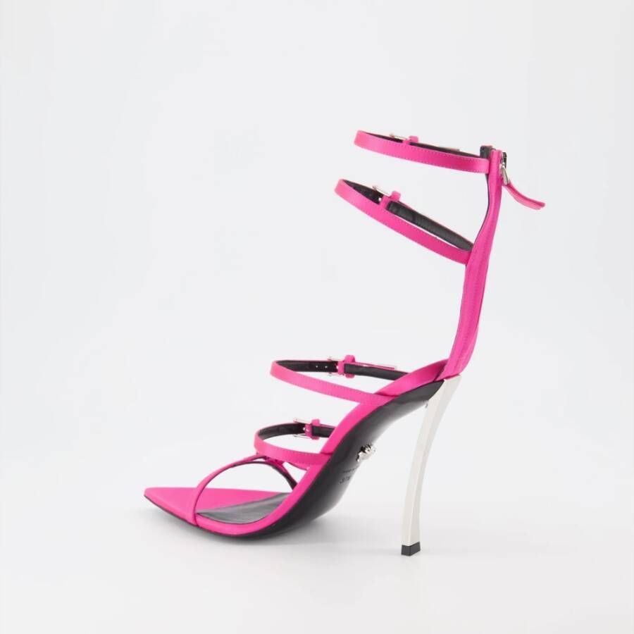 Versace Pumps van leer met enkelbandjes Pink Dames