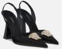 Versace Elegante Satijnen Décolleté met Juweel Detail Black Dames - Thumbnail 2