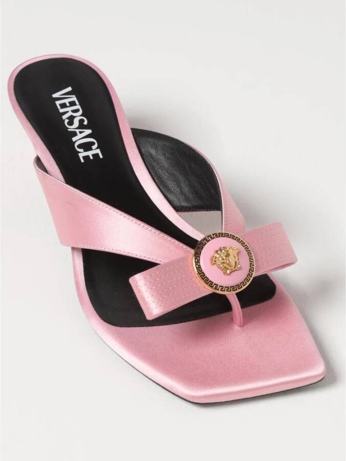 Versace Roze Satijnen Strik Hak Sandalen