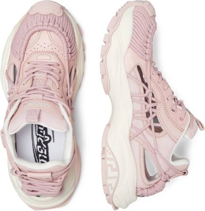 Versace Roze Vetersneakers met Logo Plaque Pink Dames