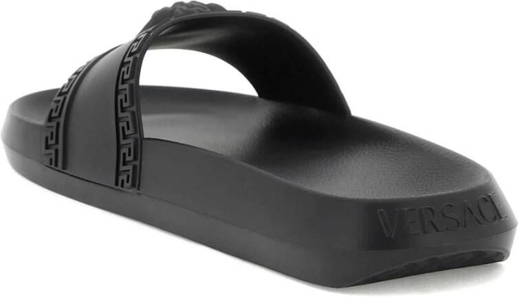 Versace Rubberen Slides met Greca-motief en Medusa-hoofd Black Heren