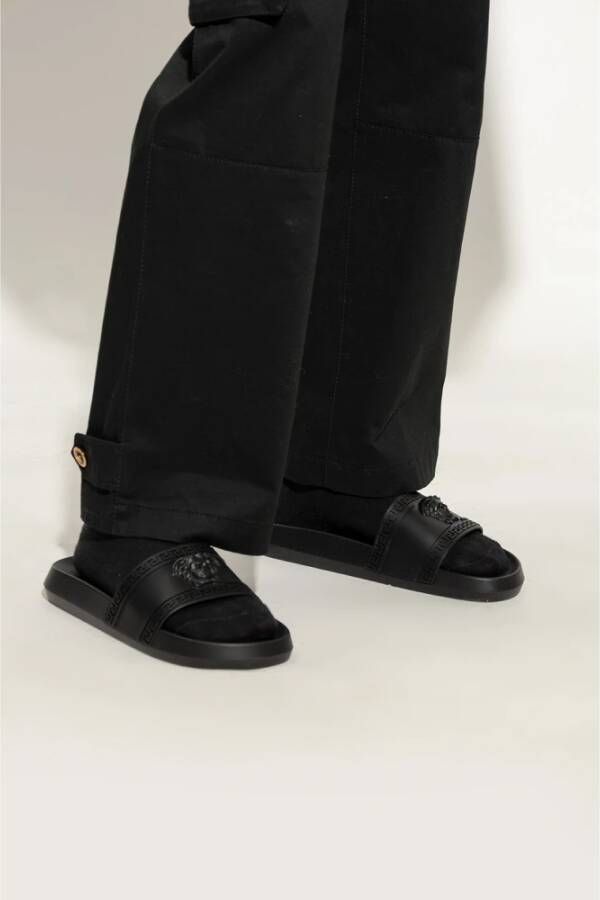 Versace Rubberen slides Zwart Heren
