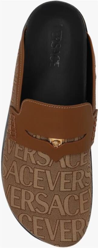 Versace Slippers met logo Beige Heren