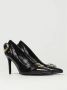 Versace Jeans Couture Zwarte platte schoenen met gouden gespen Black Dames - Thumbnail 2