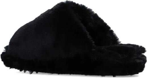 Versace Harige platform slippers Zwart Dames