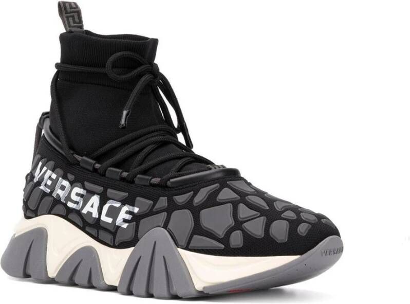 Versace Sneakers met trekkoord en kantdetail Black Heren