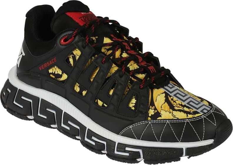 Versace Trigreca sneakers met barokprint heren polyamide Kurk polyurethaan rubber 39.5 Zwart - Foto 9