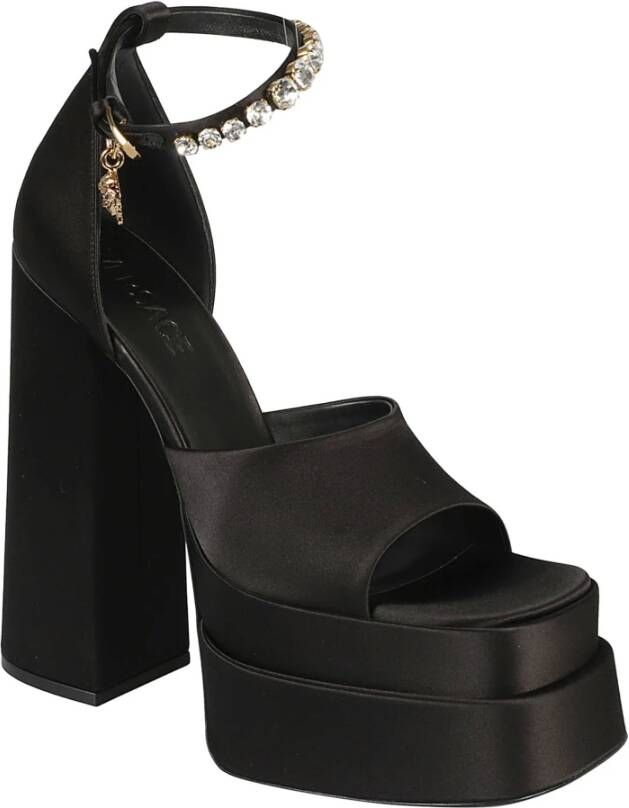 Versace Strass Fabric Sandals Black Dames