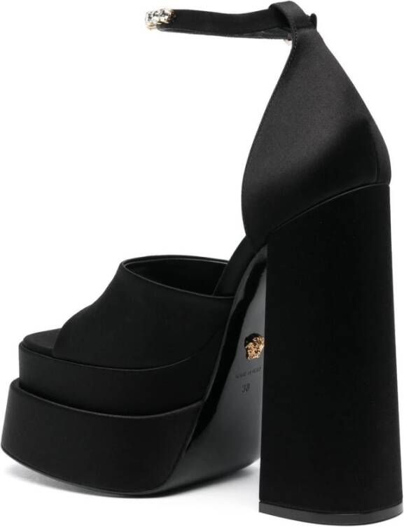 Versace Strass Fabric Sandals Black Dames