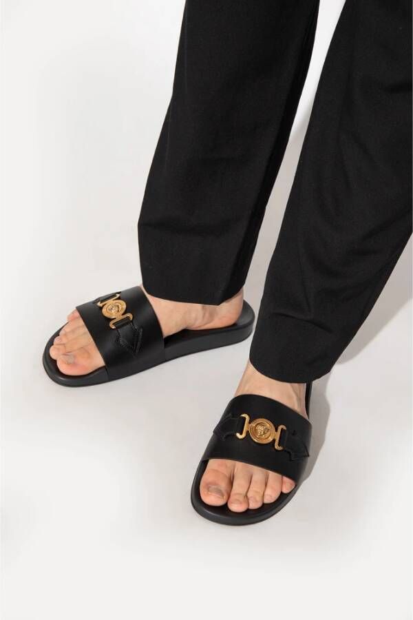 Versace Teenslippers Sliders Zwart Heren