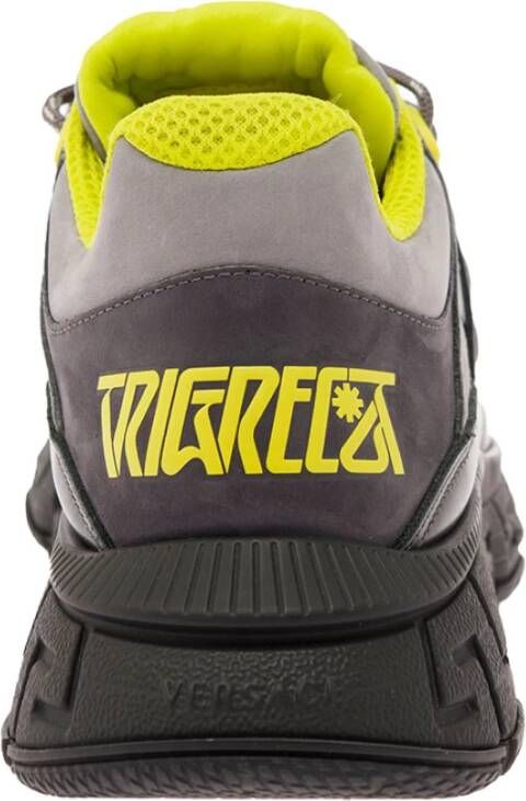 Versace Veelkleurige stof en lederen trigreca sneakers Grijs Heren